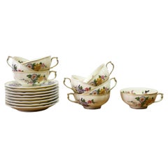 Series of 8 tea cups and under cups in Limoges porcelain by Bernardaud