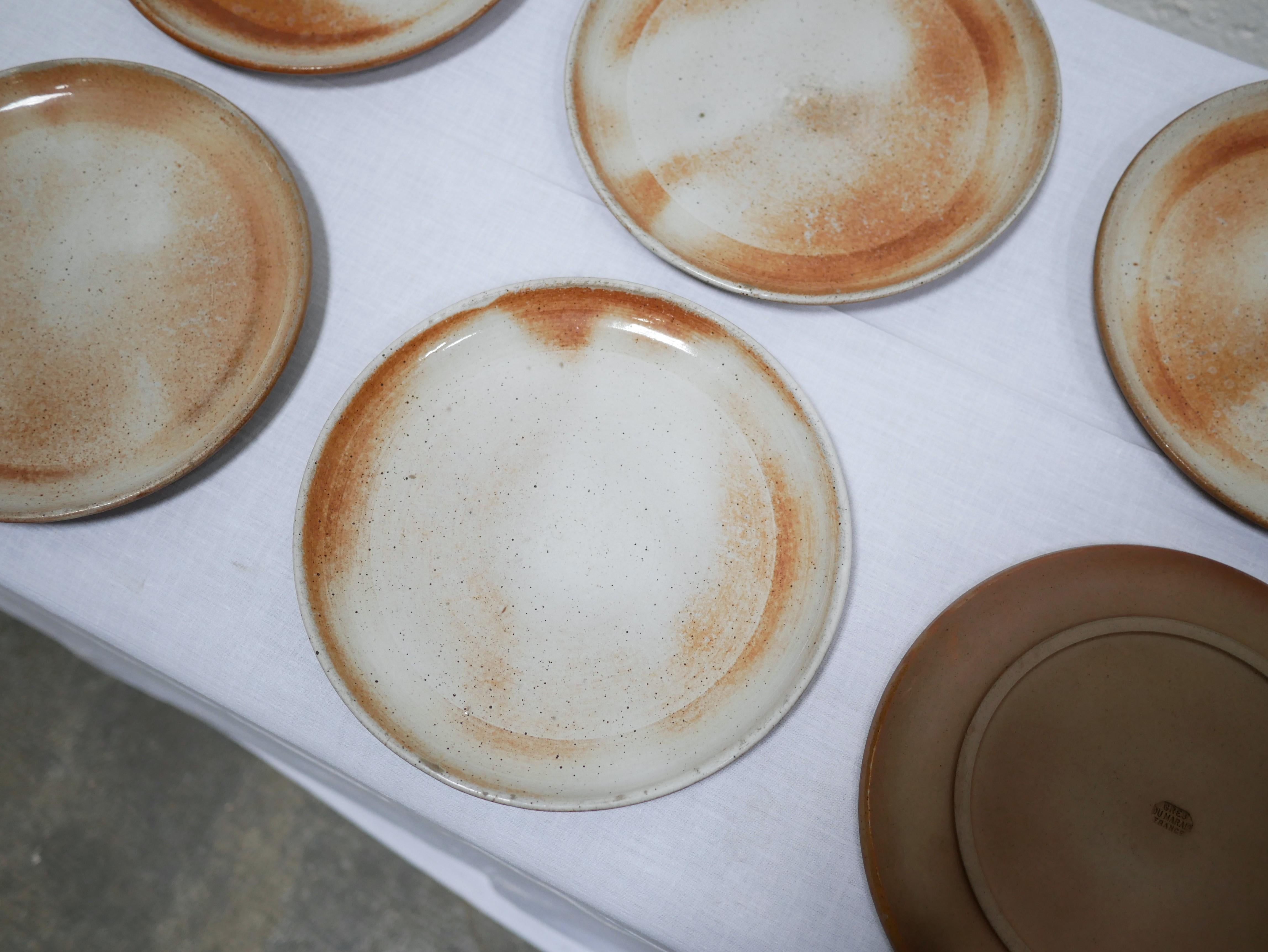 Series of 9 vintage stoneware plates by the Poteries du Marais, France 6
