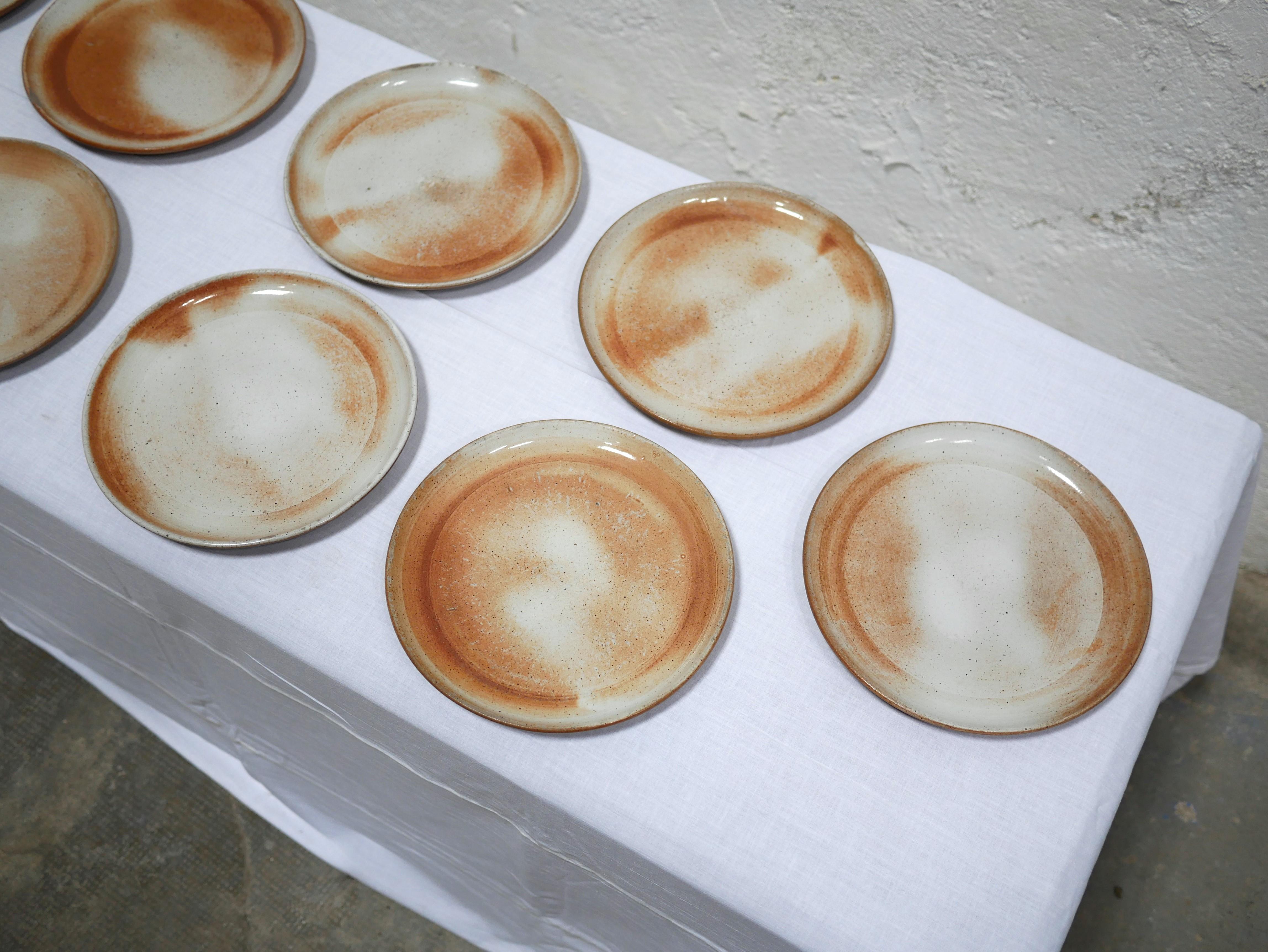 Series of 9 vintage stoneware plates by the Poteries du Marais, France 3