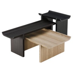Serie di tavoli in stile brutalista di diverse dimensioni in Oak massello