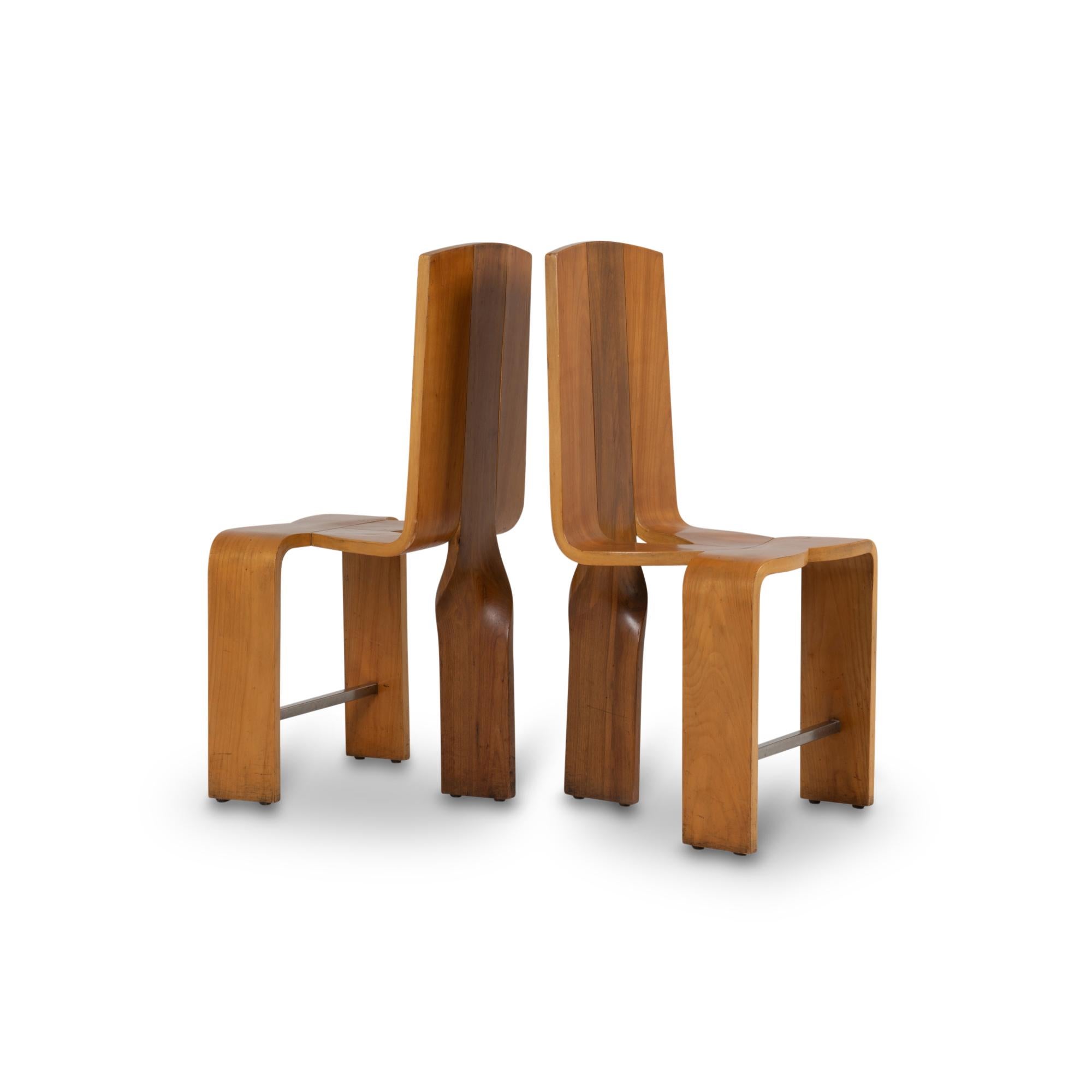 20th Century Series of Eight Chairs Blond Cherry Wood, 1980s For Sale
