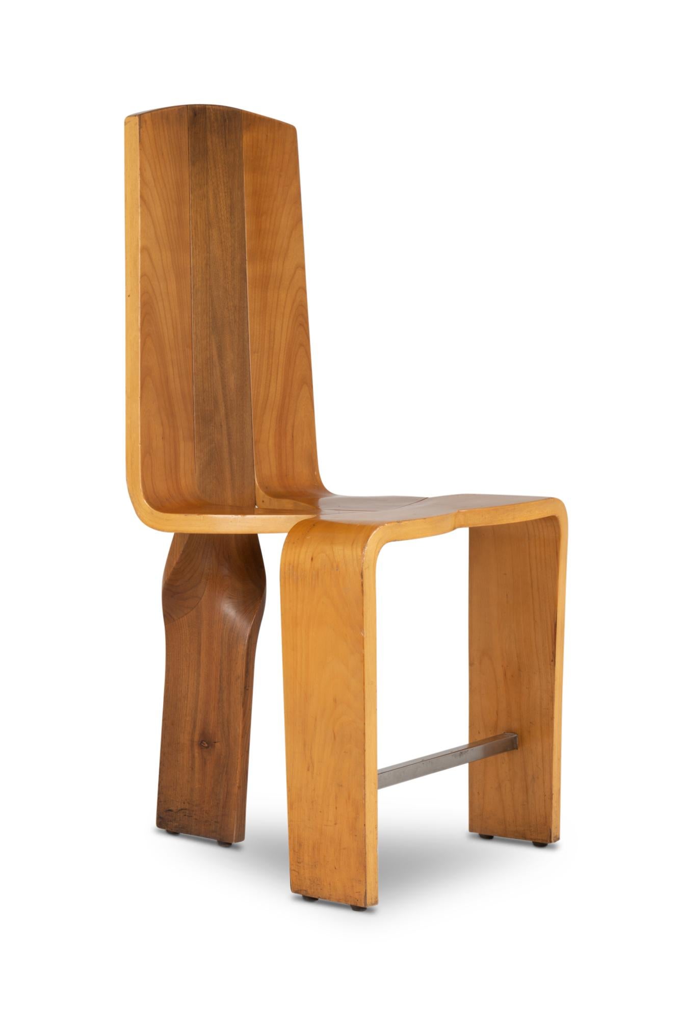 Series of Eight Chairs Blond Cherry Wood, 1980s For Sale 1