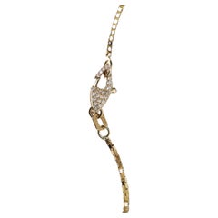 Series of Eleven Diamond Clasp 14k Gold Box Chain Necklace