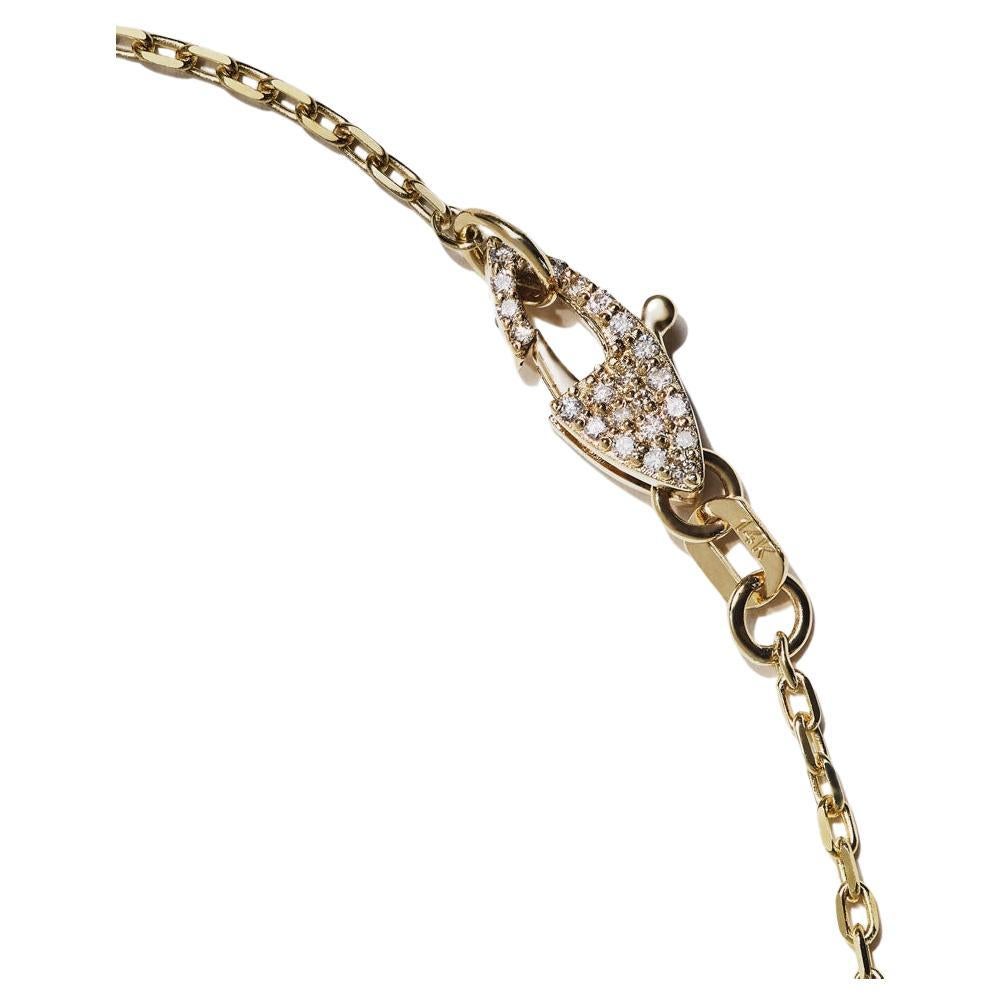 Series of Eleven Diamond Clasp 14k Gold Cable Chain Necklace