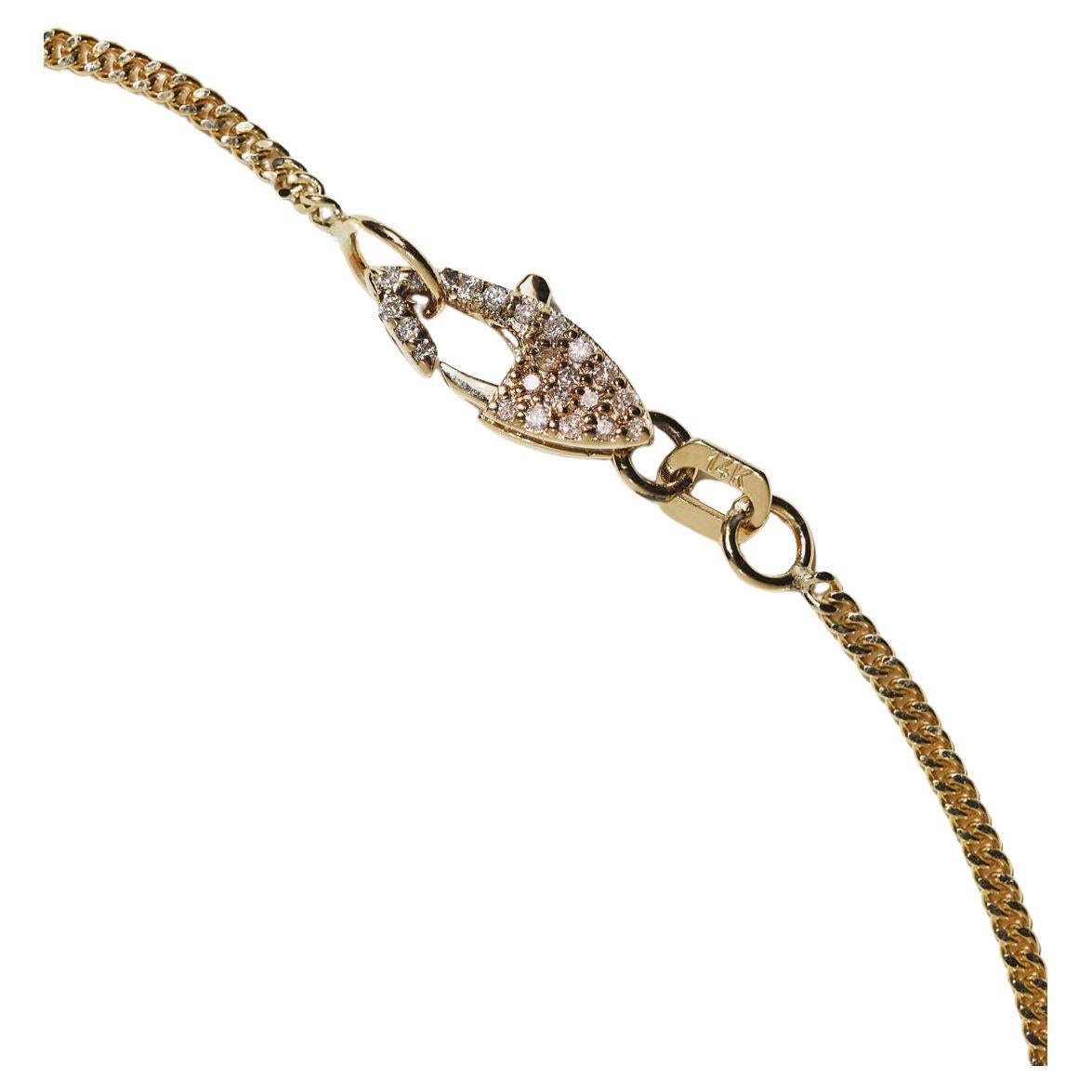 Series of Eleven Diamond Clasp 14k Gold Curb Chain Necklace For Sale