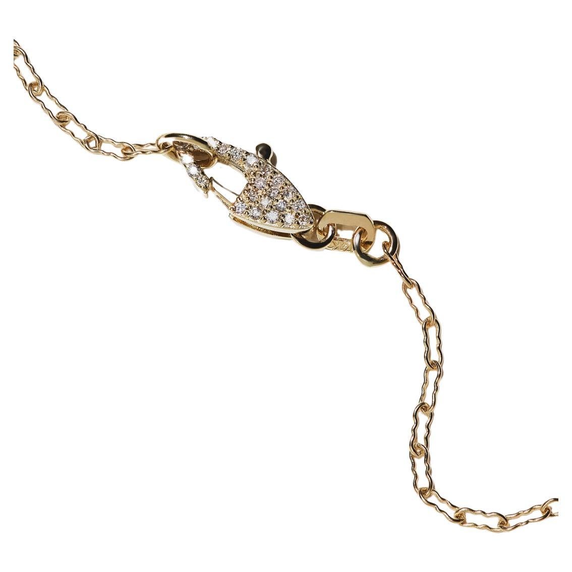 Serie von elf Diamantverschluss 14k Gold Texturierte Papierclip Kette Halskette mit Diamantverschluss im Angebot