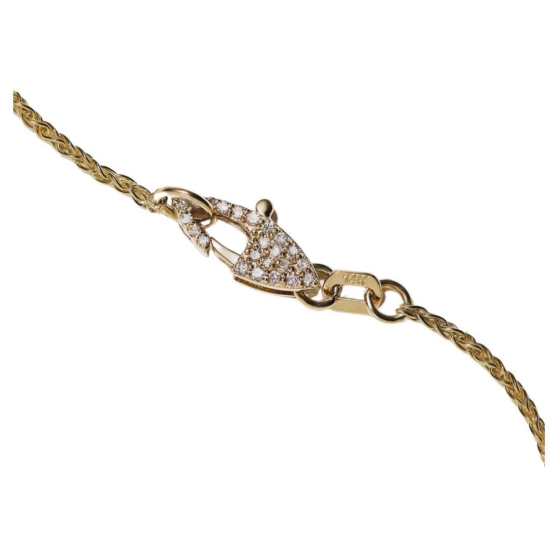 Serie von elf Diamantverschluss 14k Gold Weizenkette Halskette mit Diamanten im Angebot