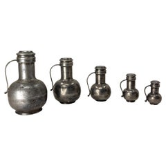 Series of Five Tin Pitchers, France, Late 18th Century
