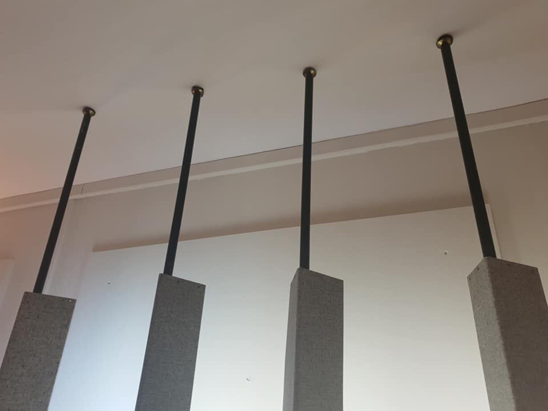 Iron Series of Four Floor Lamps from the 1960s Attributed to Borsani Flag
