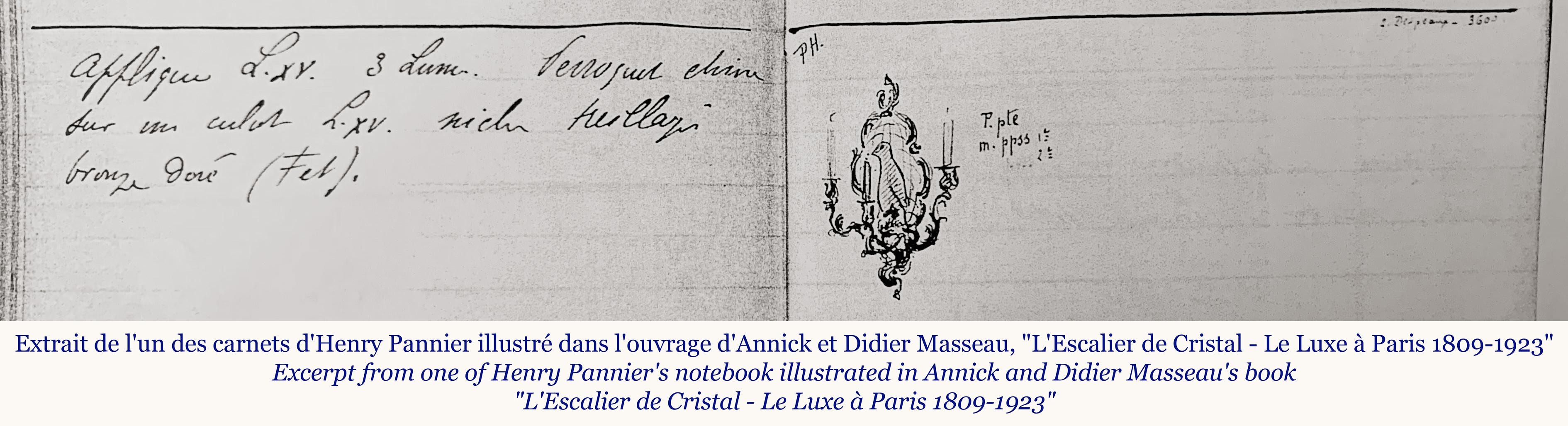 Cette série de quatre appliques en bronze doré représentant un perroquet en porcelaine a été réalisée pour l'Escalier De Cristal après 1885, année au cours de laquelle Henry et Georges Pannier commencent à gérer le magasin à la suite de leur père