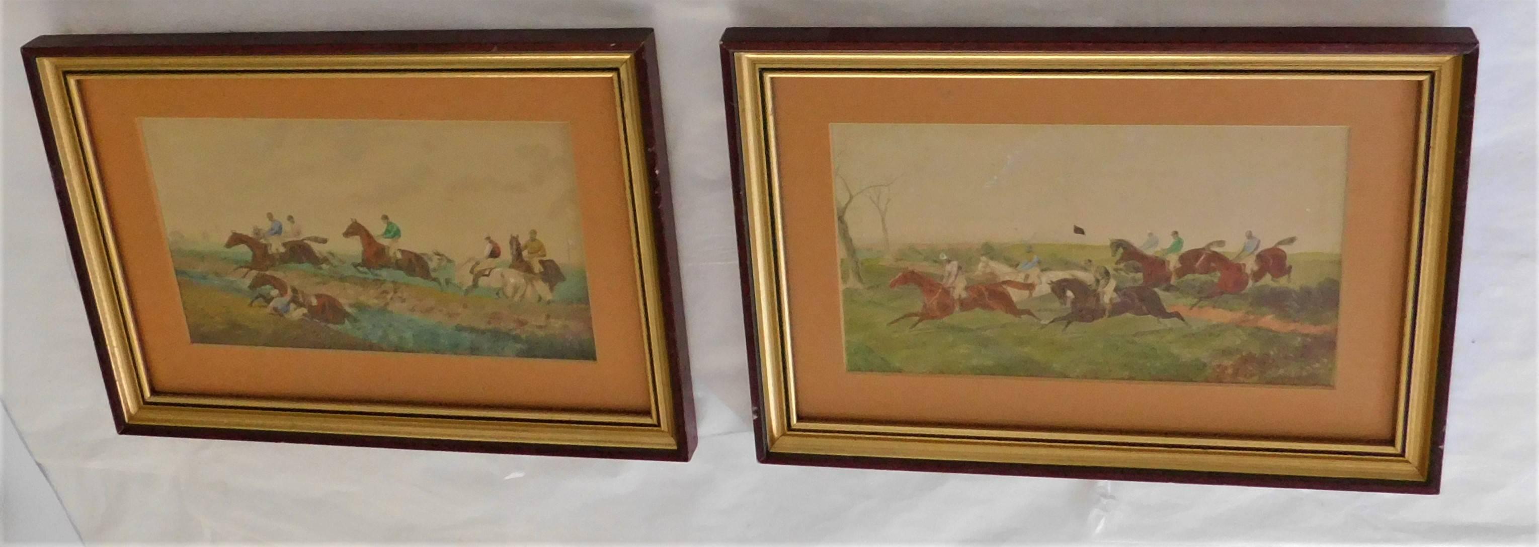 Series of Four Original Watercolor English Steeple Chase Horse Jumping Paintings In Excellent Condition In Hamilton, Ontario