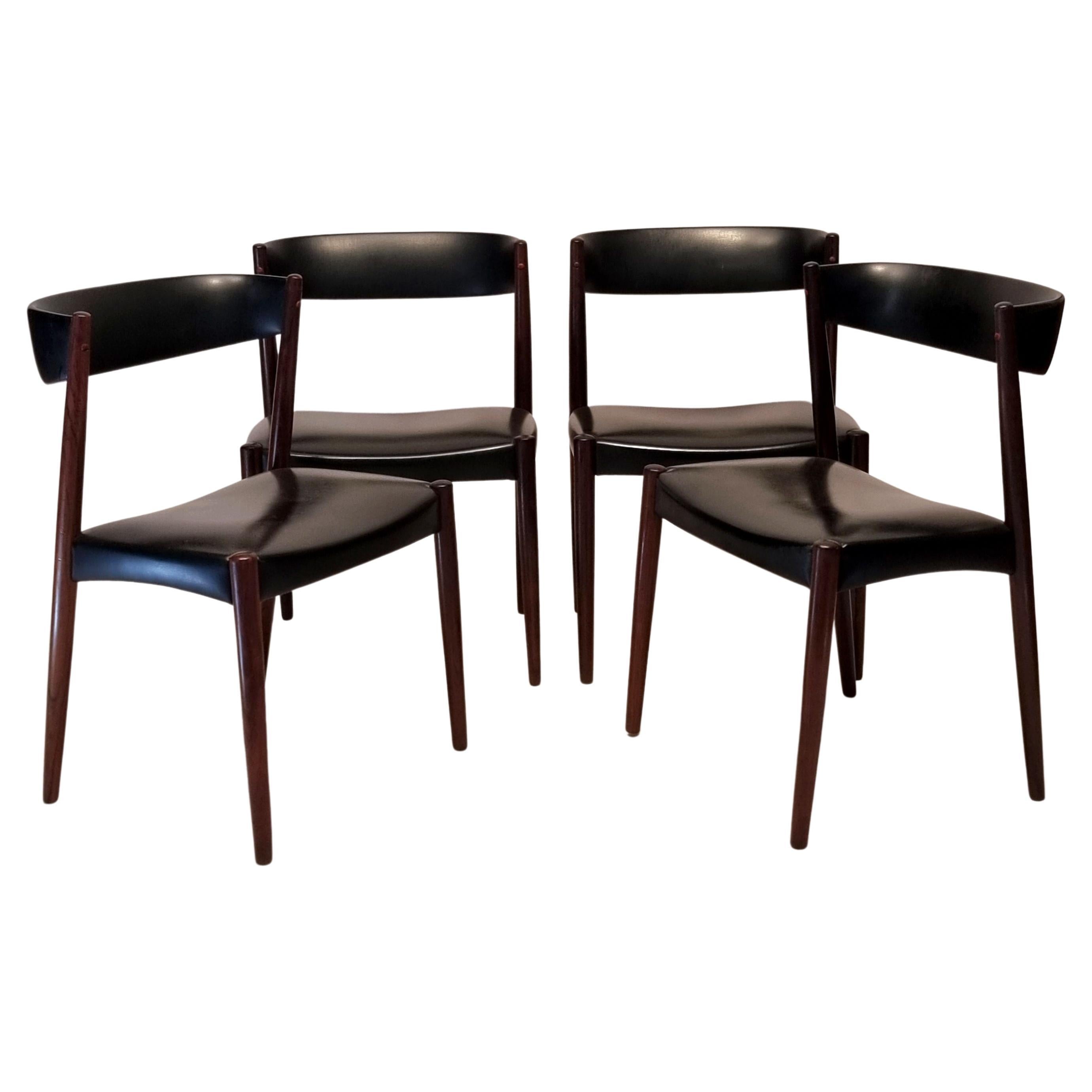 Série de quatre chaises scandinaves Vejle Mobelfabrik - Bois de rose - vers 1960