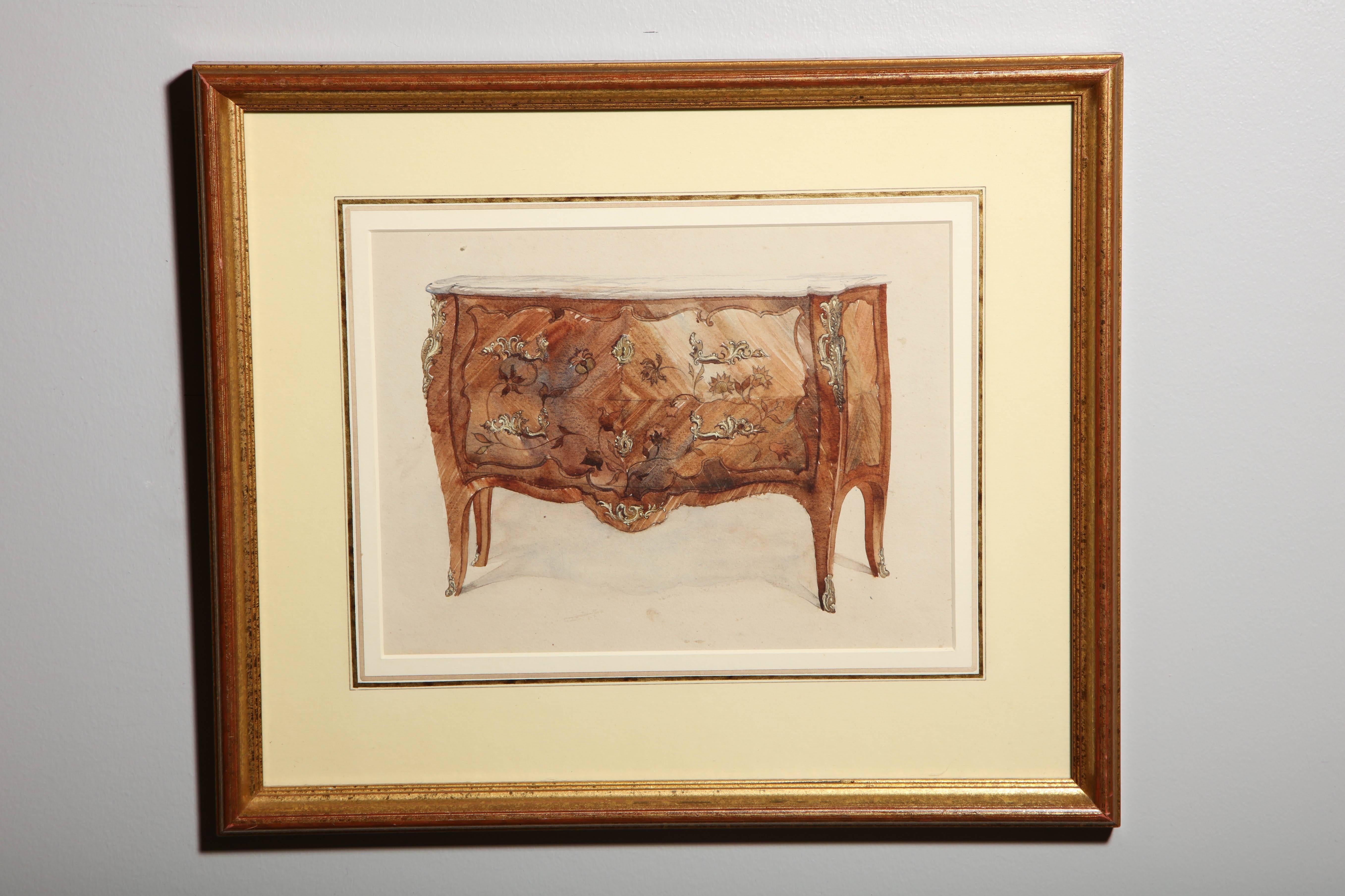 A collection can make a big impact in a space, and this collection of furniture paintings is particularly impressive. Eleven it total, these were created in the 19th century with pen, black ink and watercolors, and depict furniture from different