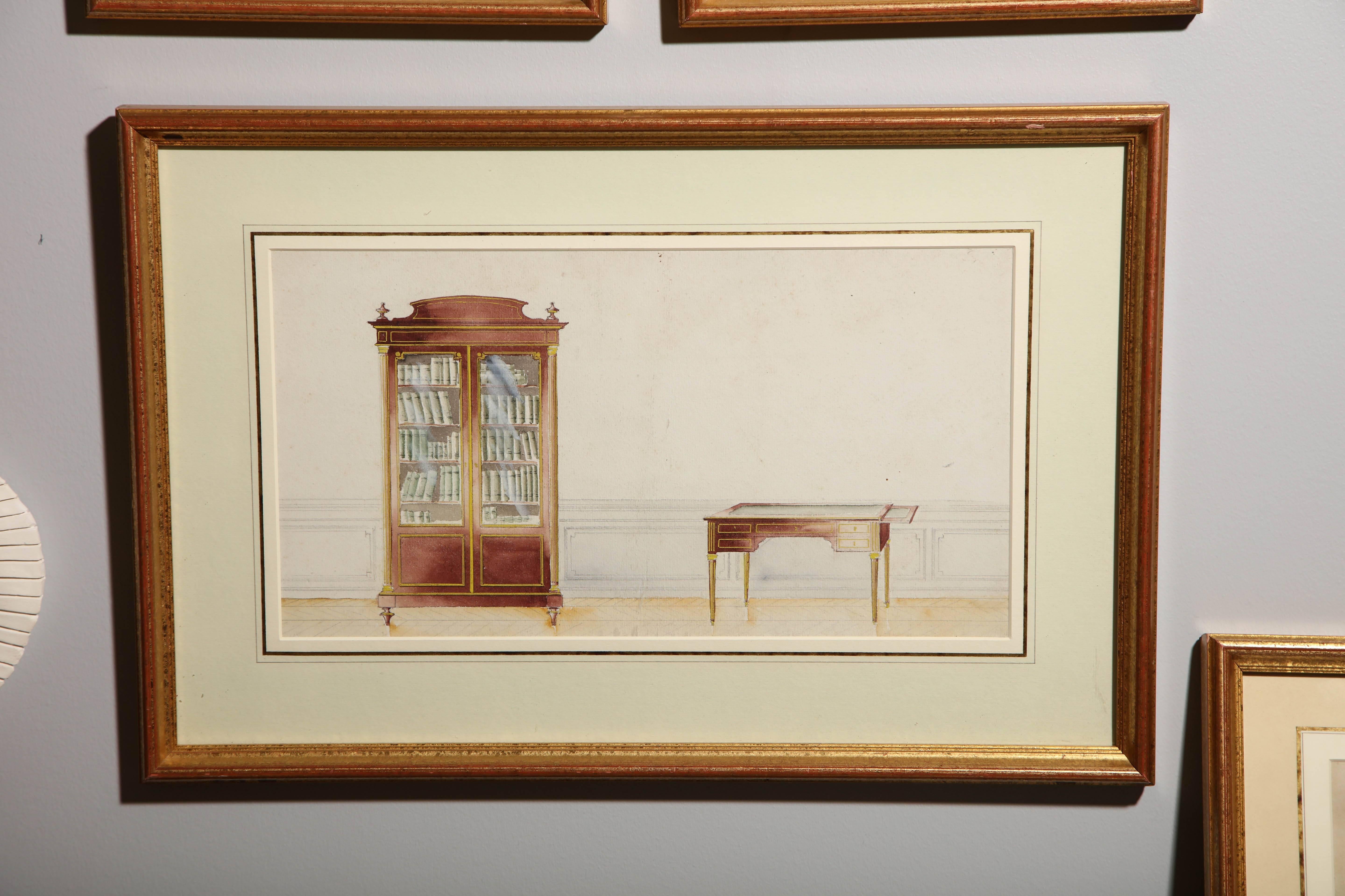 Series of Hand-Painted Drawings of Furniture 2