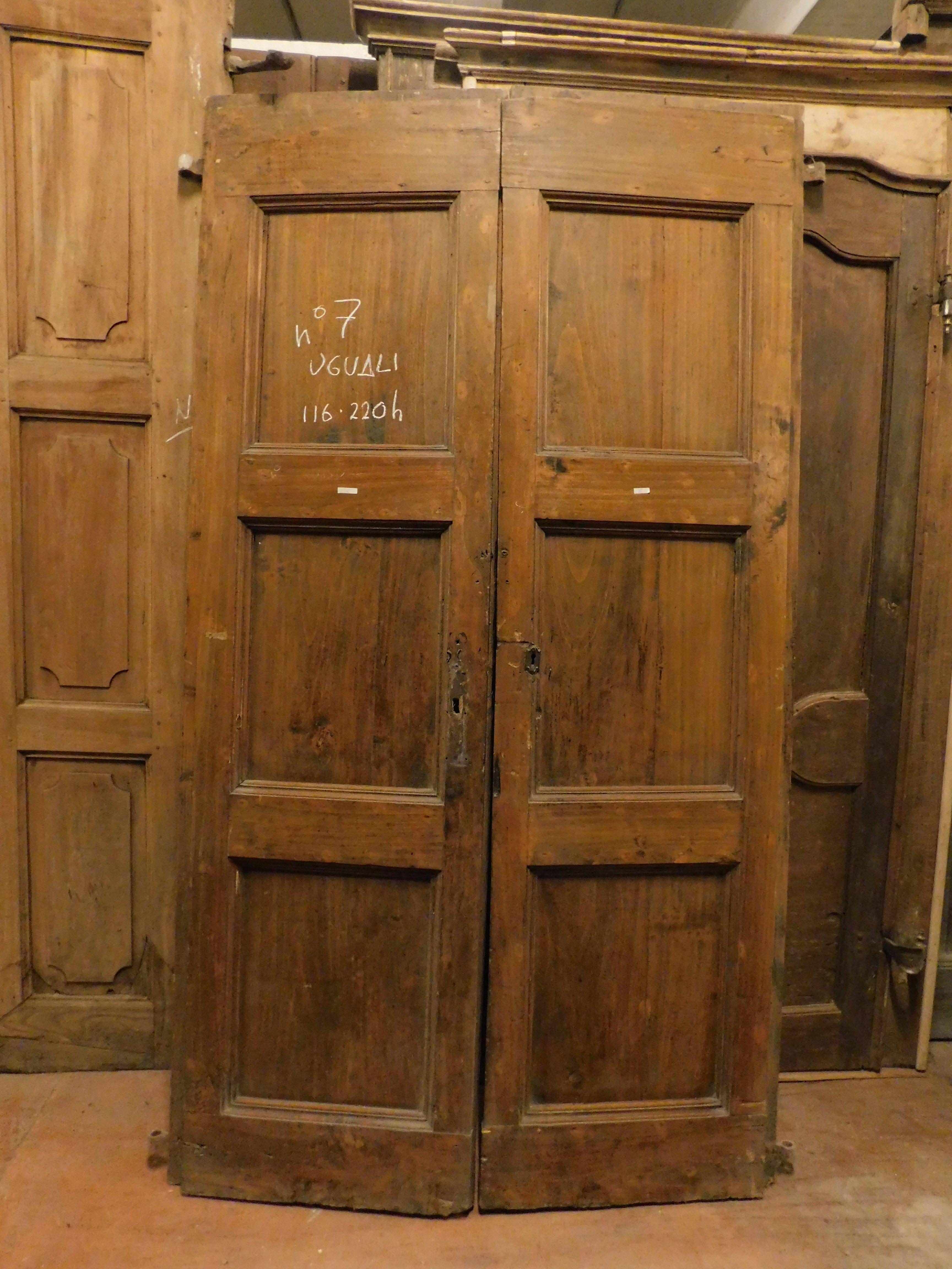 Italian Series of n.7 double convent doors in poplar, Italy For Sale