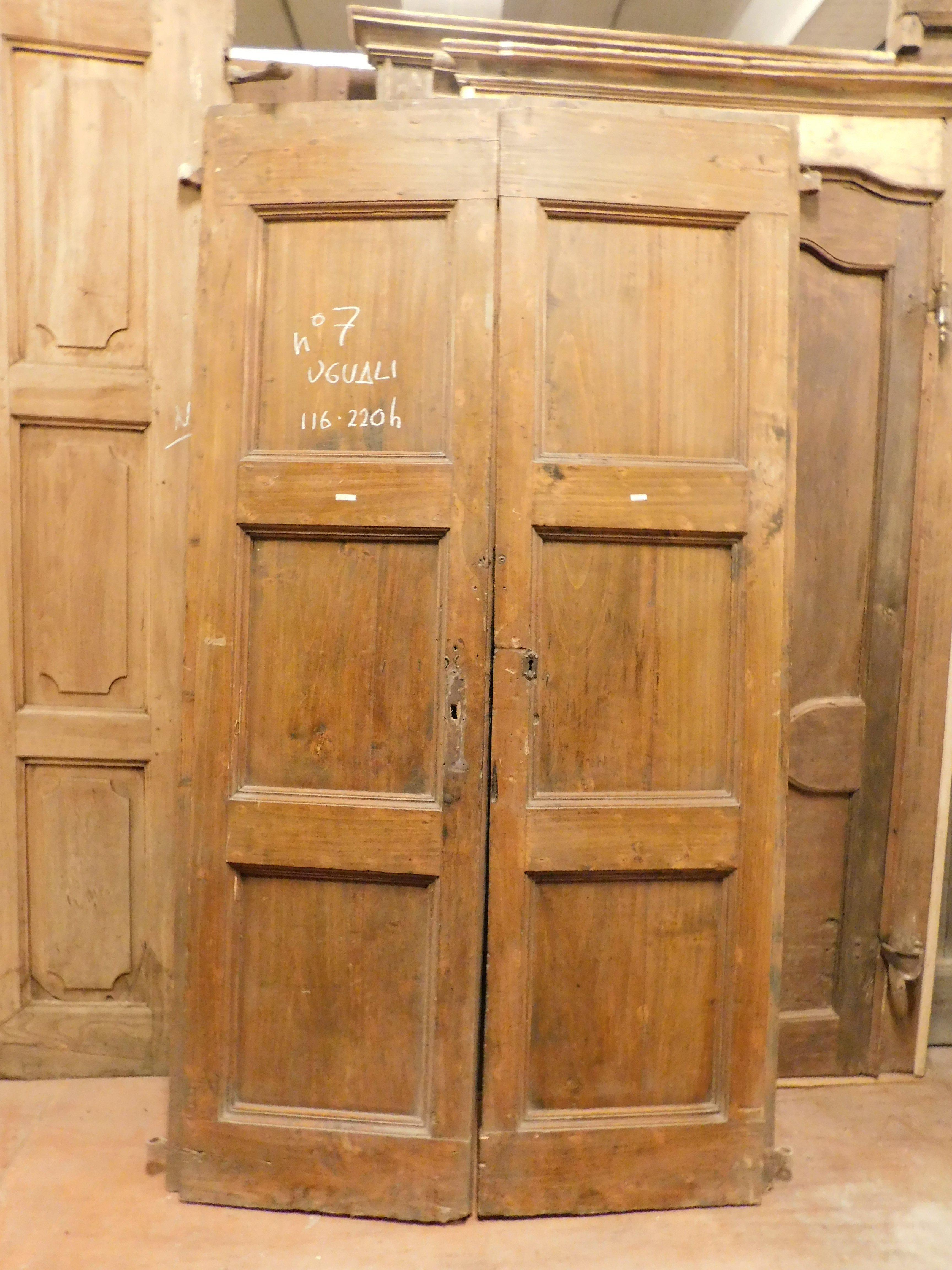 Hand-Carved Series of n.7 double convent doors in poplar, Italy For Sale