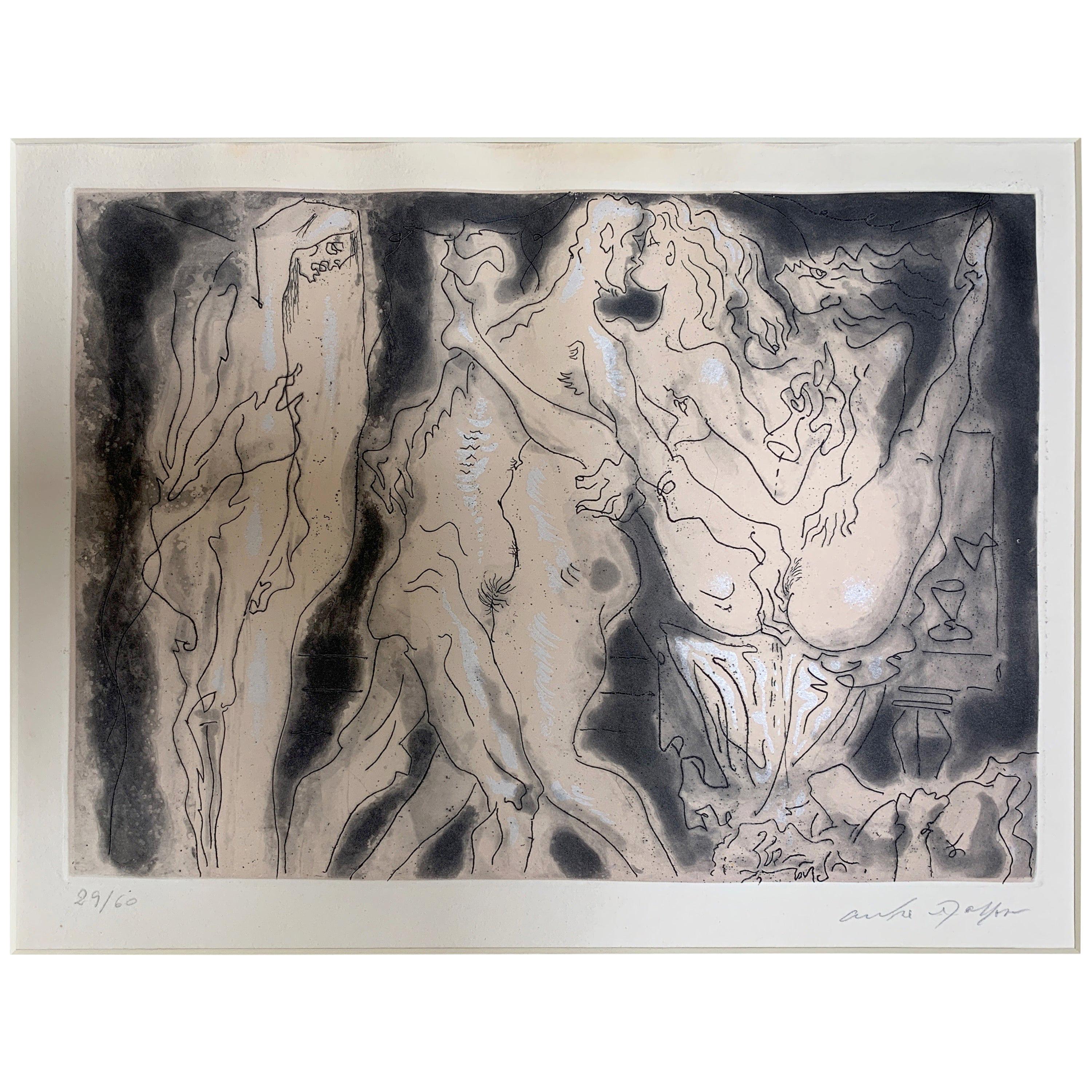 Series of Nine Surrealist Erotic Lithographs by Andre Masson, Signed / Numbered
