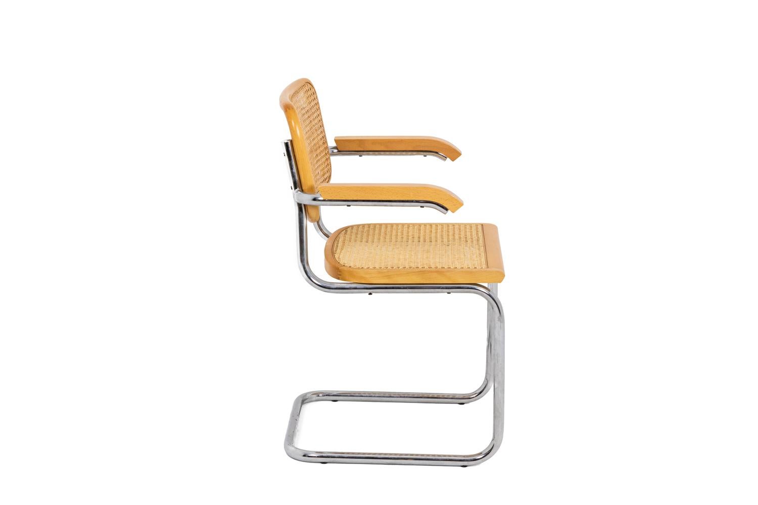 Série de six fauteuils Cesca en hêtre blond, années 1970 Bon état à Saint-Ouen, FR