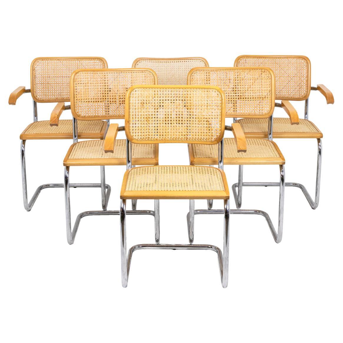 Series of Six Armchairs Cesca in Beech Blond, 1970s For Sale