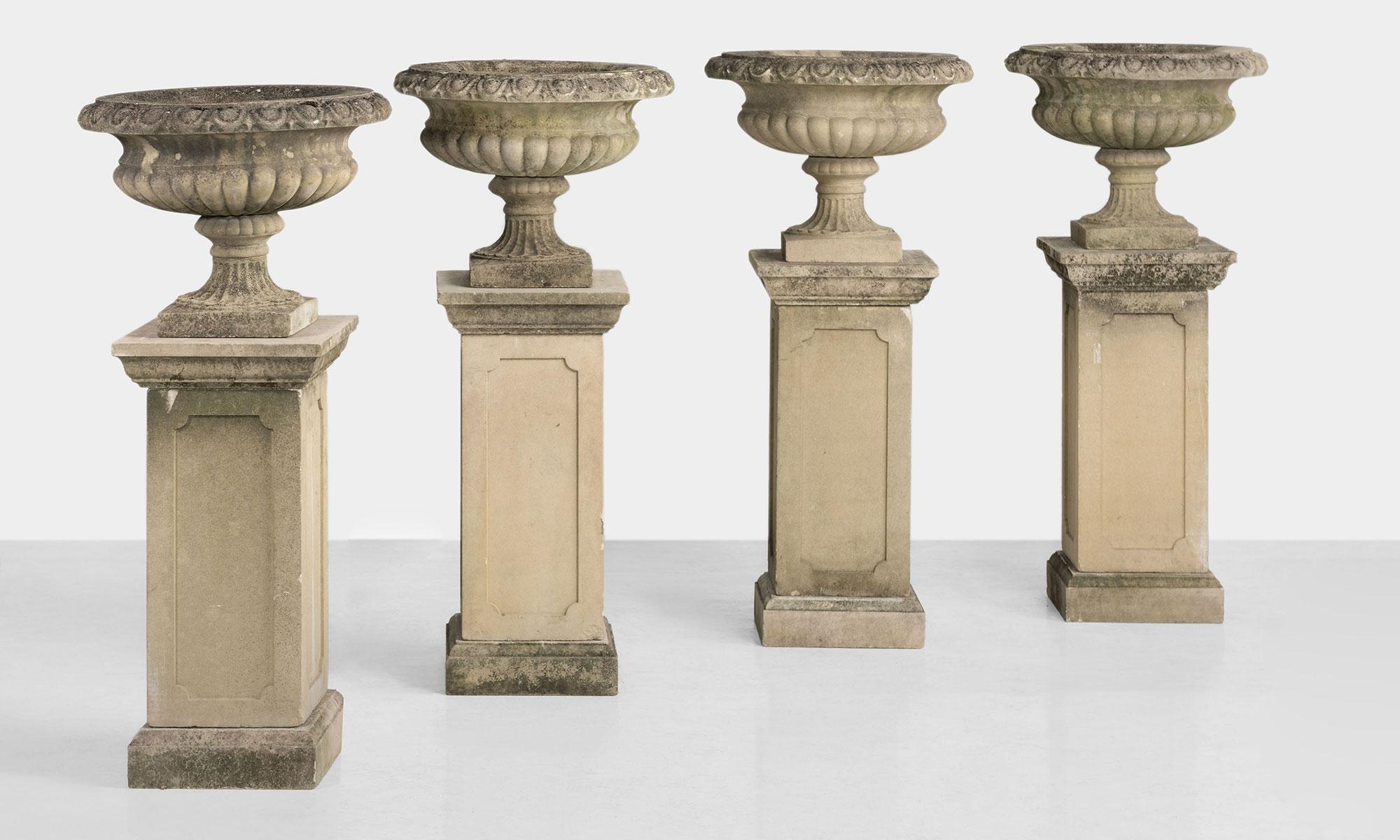Series of Four Garden Urns with Pedestals, circa 1950

Made in England, circa 1950.