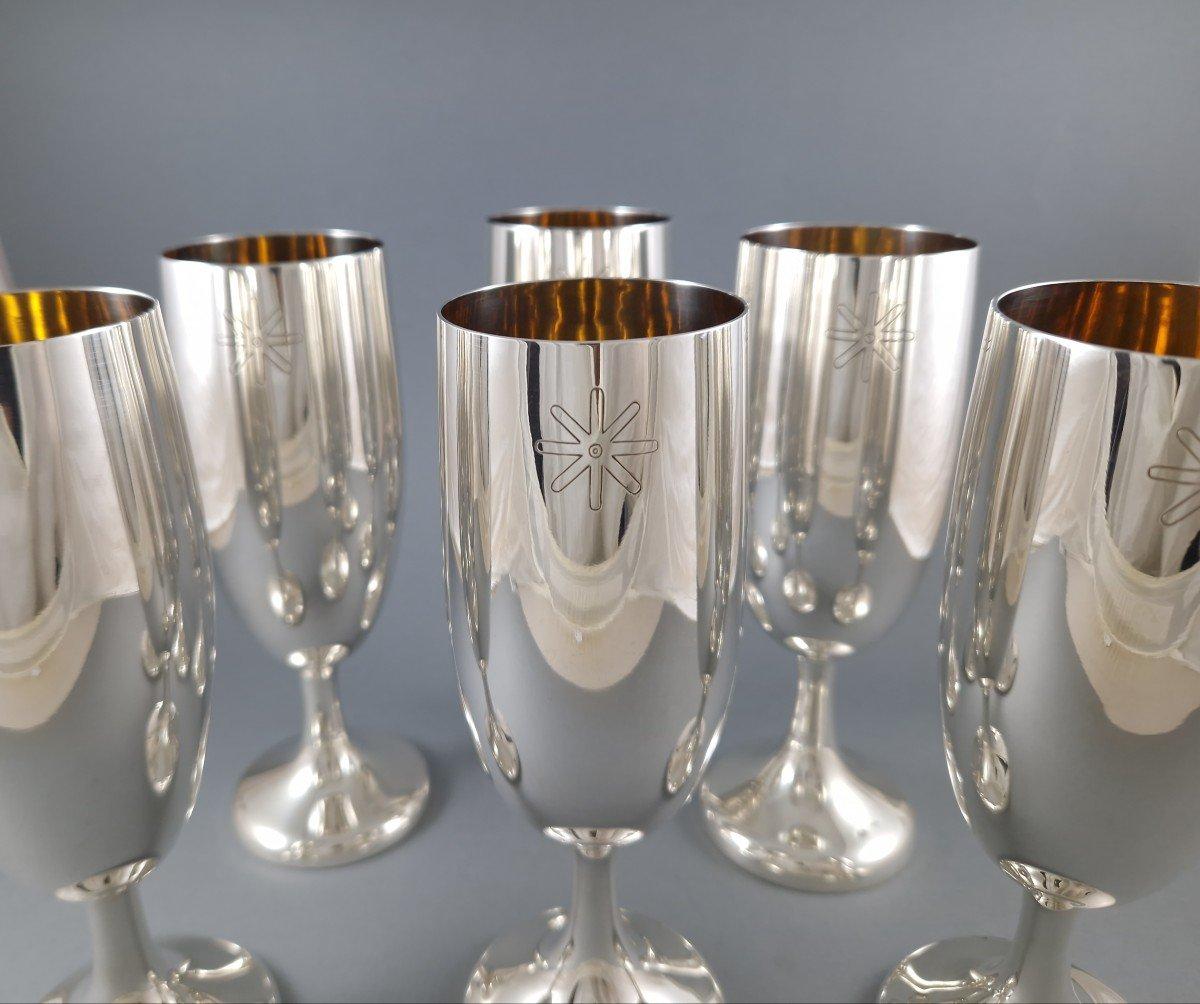 Series Of Six Glasses In Sterling Silver And Gilt In Excellent Condition For Sale In Saint-Ouen, FR