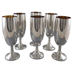 Vintage Series Of Six Glasses In Sterling Silver And Gilt