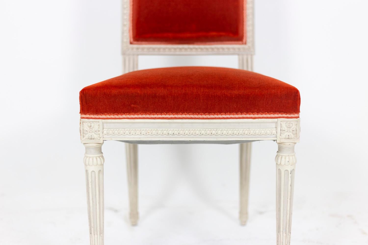 Series of Six Louis XVI Style Chairs in Lacquered Wood, 1950's 4