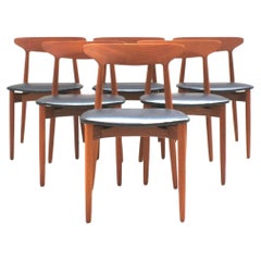 Series of Six Vintage Scandinavian Chairs in Solid Teak, Harry Ostergaard