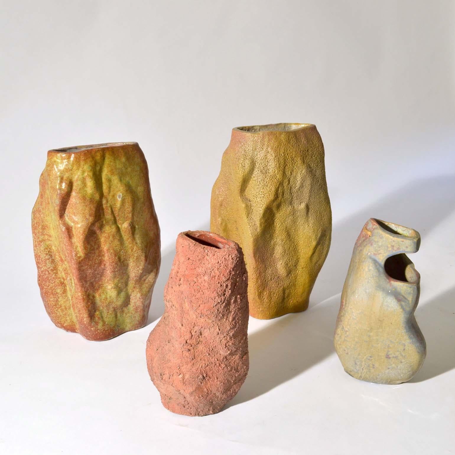 Ceramic Series of Sculptural Studio Pottery 1960s Dutch Rock Shape Vases, De Olde Kruyk