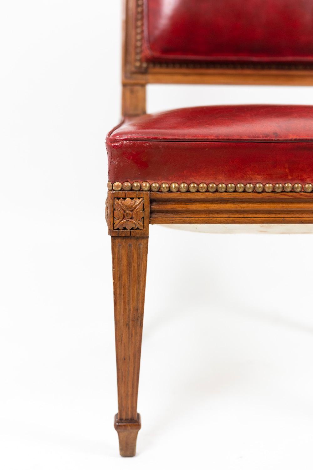 Series of Three Chairs in Wood and Leather, Louis XVI Era 3