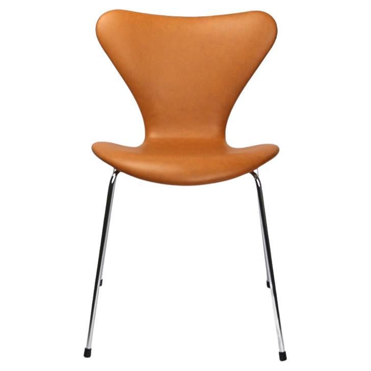 Series Seven Chairs, Model 3107, Calvados cognac leather, Arne Jacobsen For Sale