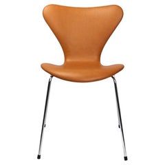 Series Seven Chairs, Model 3107, Calvados cognac leather, Arne Jacobsen