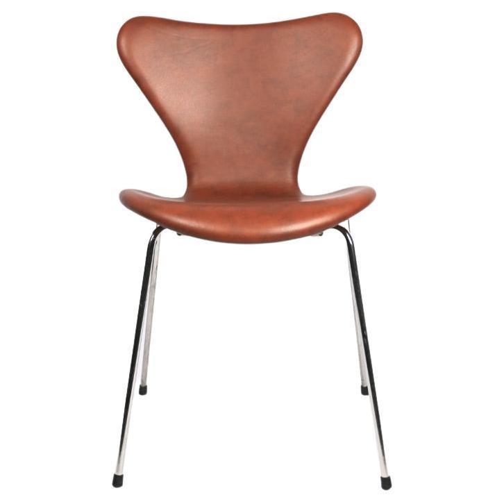 Series Seven Chairs, Model 3107, Soft leather, Brandy, Arne Jacobsen