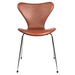 Series Seven Chairs, Model 3107, Soft leather, Brandy, Arne Jacobsen