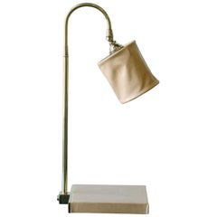 Series01 Desk Lamp, Hand-Dyed Putty Tan Leather, Polished Unlacquered Brass