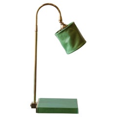 Series01 Desk Lamp, Hand-Dyed Tennis Green Leather, Polished Unlacquered Brass