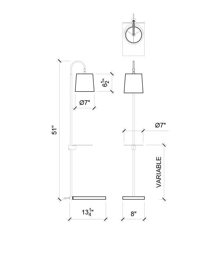 Stehlampe „01“, Trinkgefäß, zartes Leder, poliertes, unlackiertes Messing (amerikanisch) im Angebot