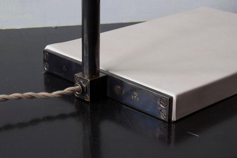 Series01 Floor Lamp, HandDyed Blush Pink Leather, Dark Patinated Brass