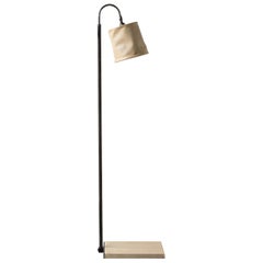Series01 Floor Lamp, Hand-Dyed Putty Tan Leather, Dark Patinated Brass