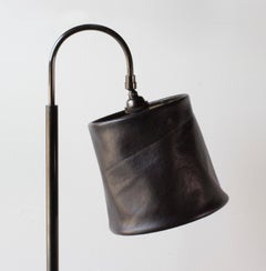 Series01 Floor Lamp, Hand-Dyed Sable, Brown Leather, Dark Patinated Brass