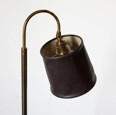Series01 Floor Lamp, Hand-Dyed Sable Brown Leather, Smoke Patinated Brass