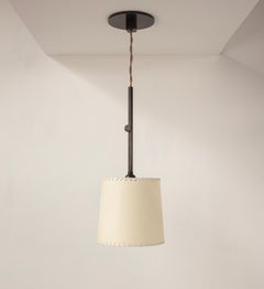 Series01 Sm Pendant, Dark Patinated Brass, Goatskin Parchment Shade