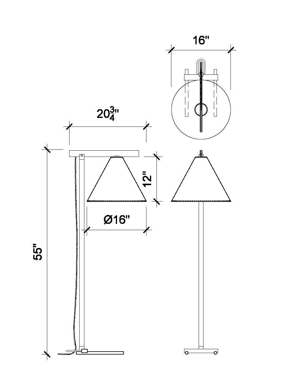 Lampadaire Série02, laiton patiné foncé, abat-jour en peau de chèvre en vente 2