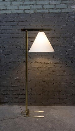 Lampada da terra Series02, ottone lucido non laccato, paralume in pergamena di capra