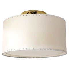 Series02 Large Flush Mount, Polished Unlacquered Brass, Goatskin Parchment Shade