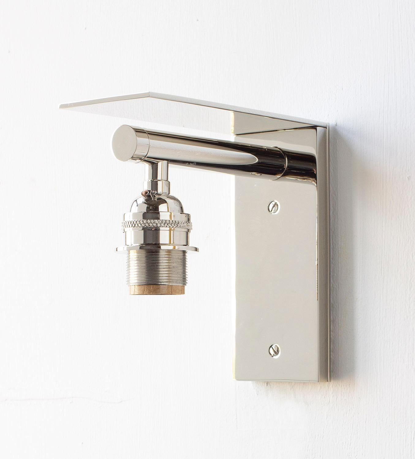 Bauhaus Series02 Lg. Sconce, Polished Nickel Brass, Stitched Goatskin Parchment Shade For Sale