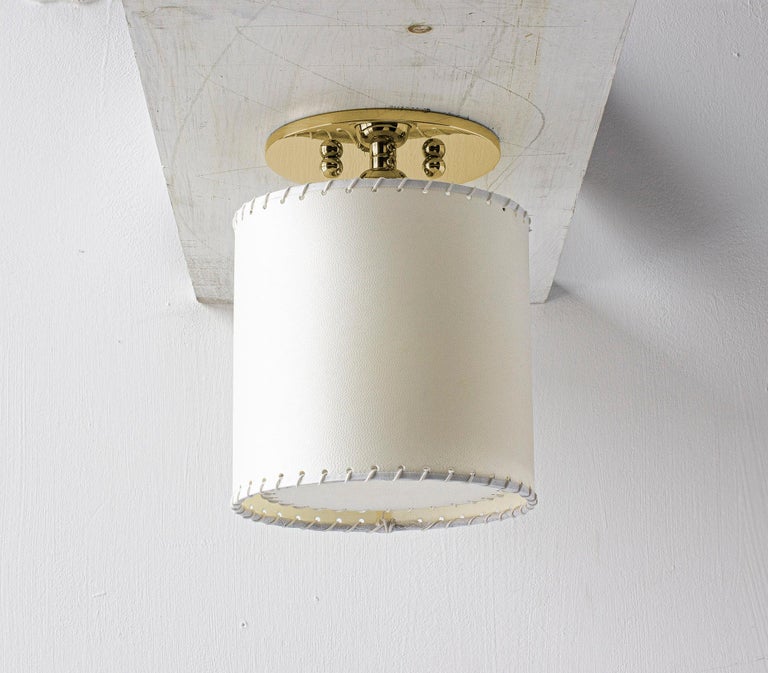 Series02 Sm Flush Mount, Polished Unlacquered Brass, Goatskin Parchment