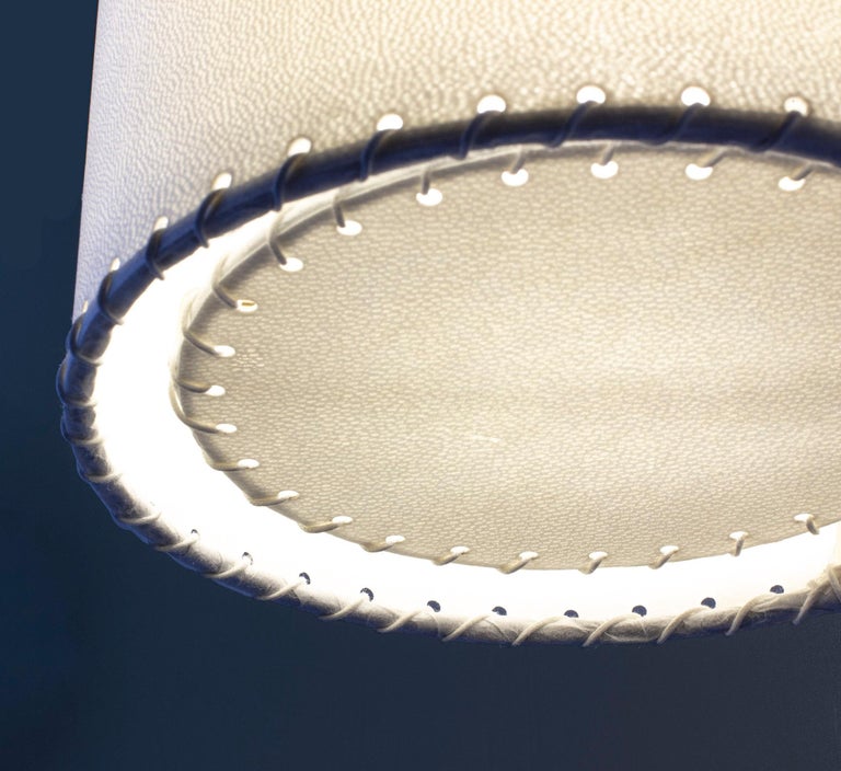 Series02 Sm Flush Mount, Polished Unlacquered Brass, Goatskin Parchment