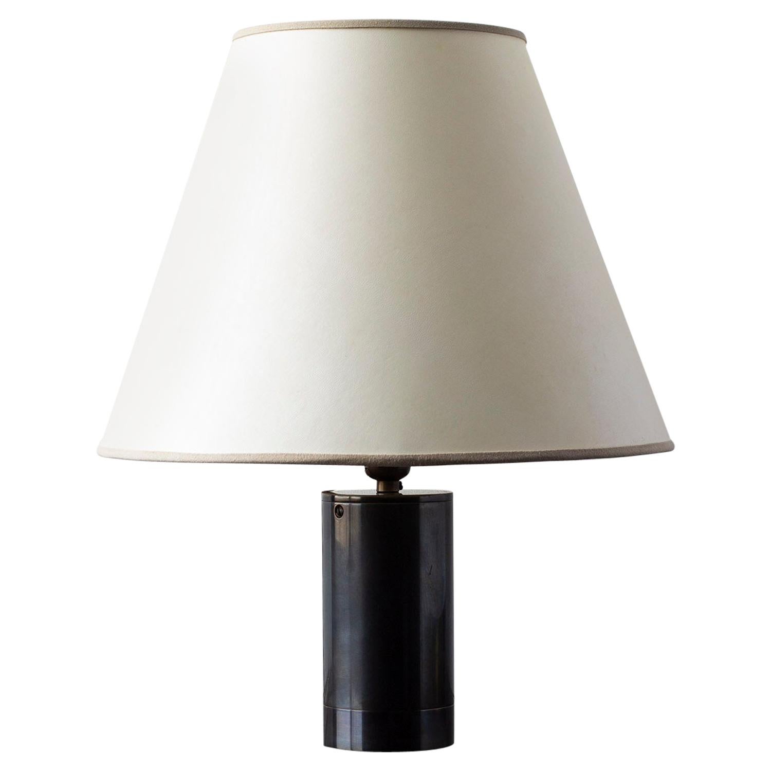 Series02 Table Lamp, Dark Patinated Brass, Goatskin Parchment Ultra Suede Trim
