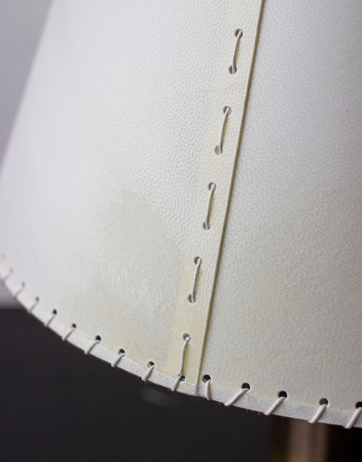 Blackened Series02 Table Lamp, Dark Patinated Brass, Stitched Goatskin Parchment Shade For Sale